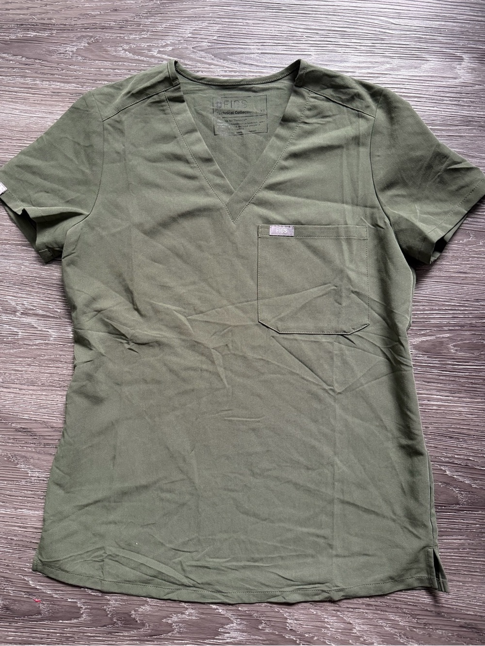 Figs Women's Olive Green V-Neck Scrub Top